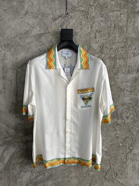 Casablanca Rainbow Waves Tennis Club Short-Sleeve Shirt